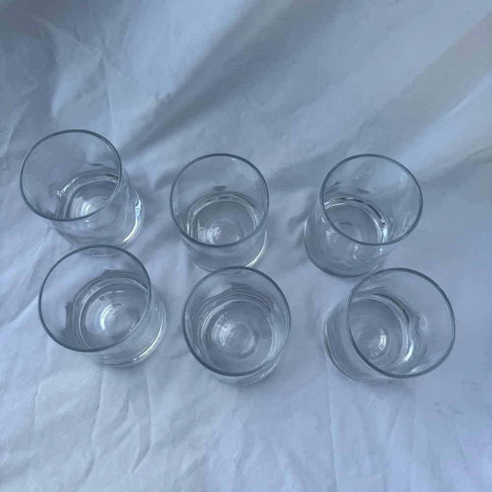 Clear Cylindrical Pinch Glasses or Dimple Glasses Lowball Glass Set of 8